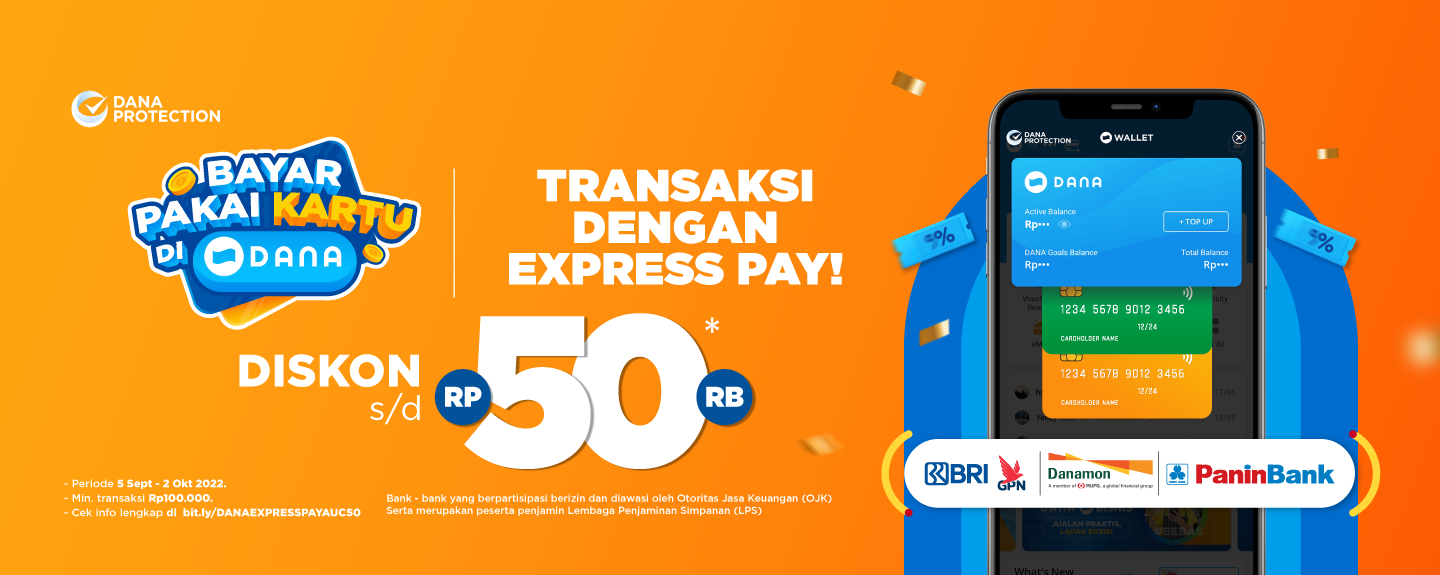 Bayar Pakai Kartu di DANA Transaksi dengan Express Pay Diskon s/d Rp50Rb