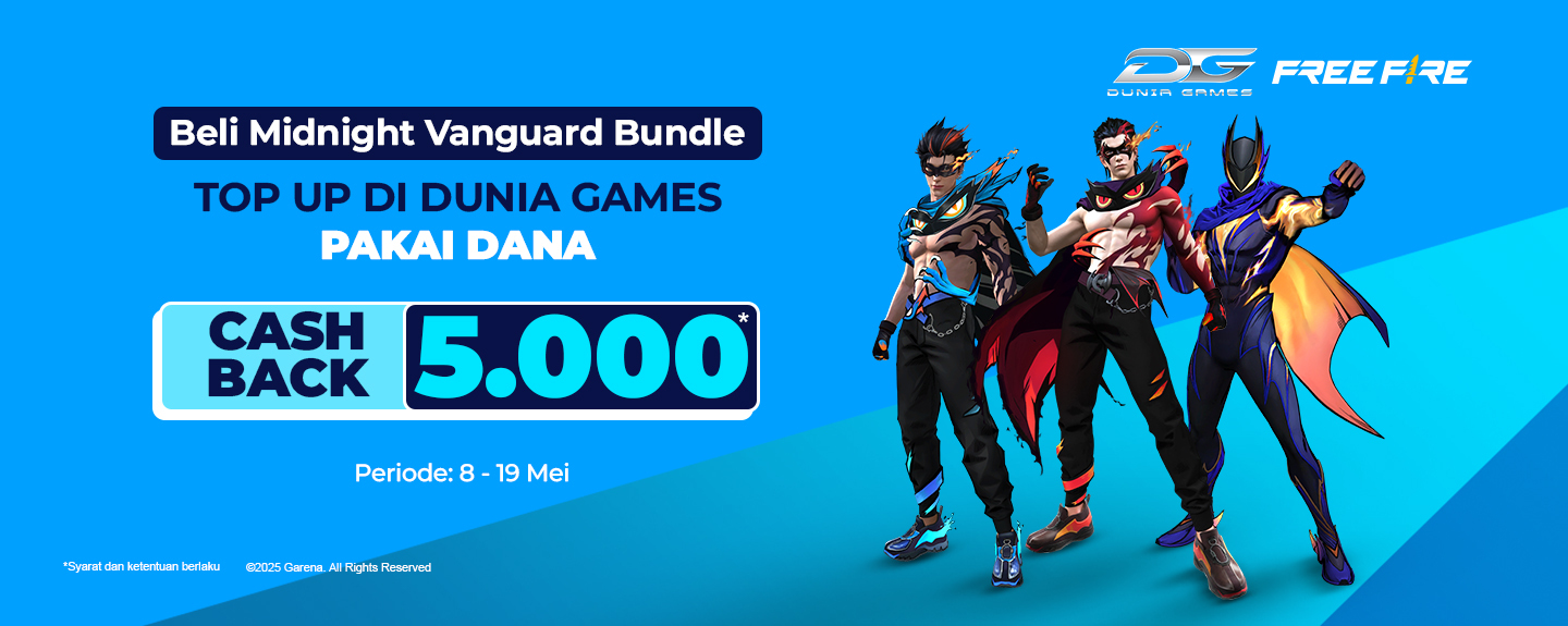Beli Midnight Vanguard Bundle   Top up di Dunia Games Pakai DANA   Cashback Rp5.000*
