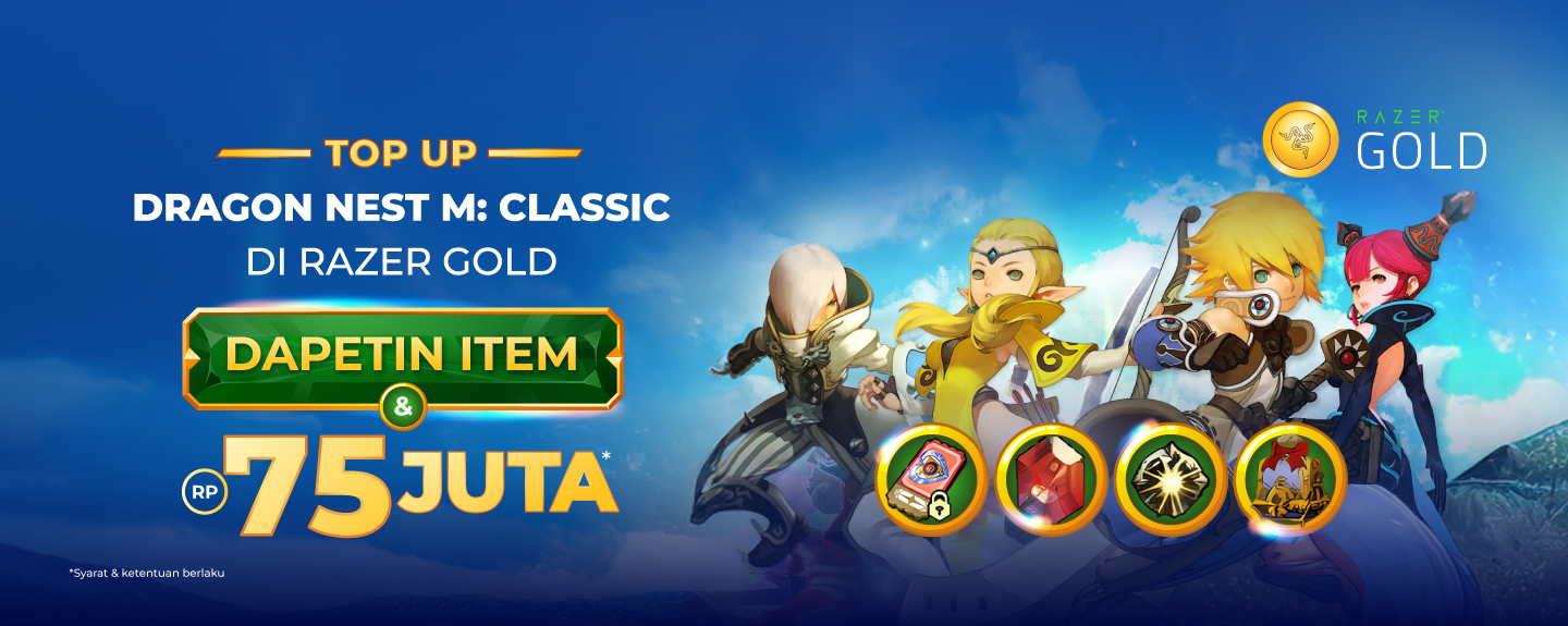 Top Up Dragon Nest in Razer Gold Get Game Item IDR75 Mio*