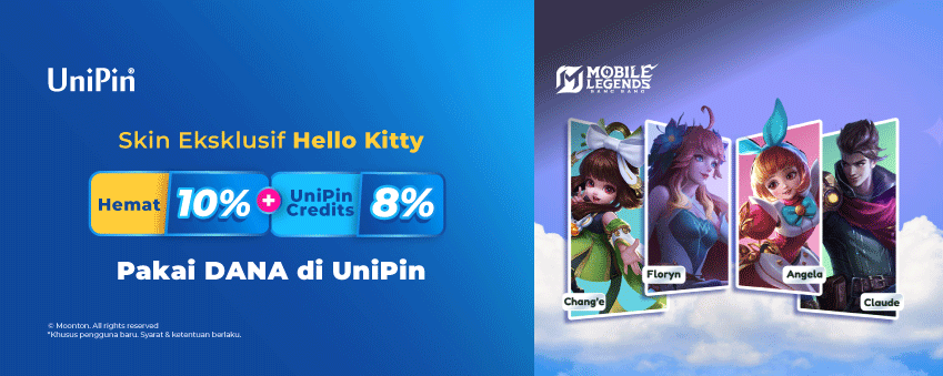 Skin Eksklusif Hello Kitty Hemat 10% + UniPin Credits 8% Pakai DANA di UniPin*