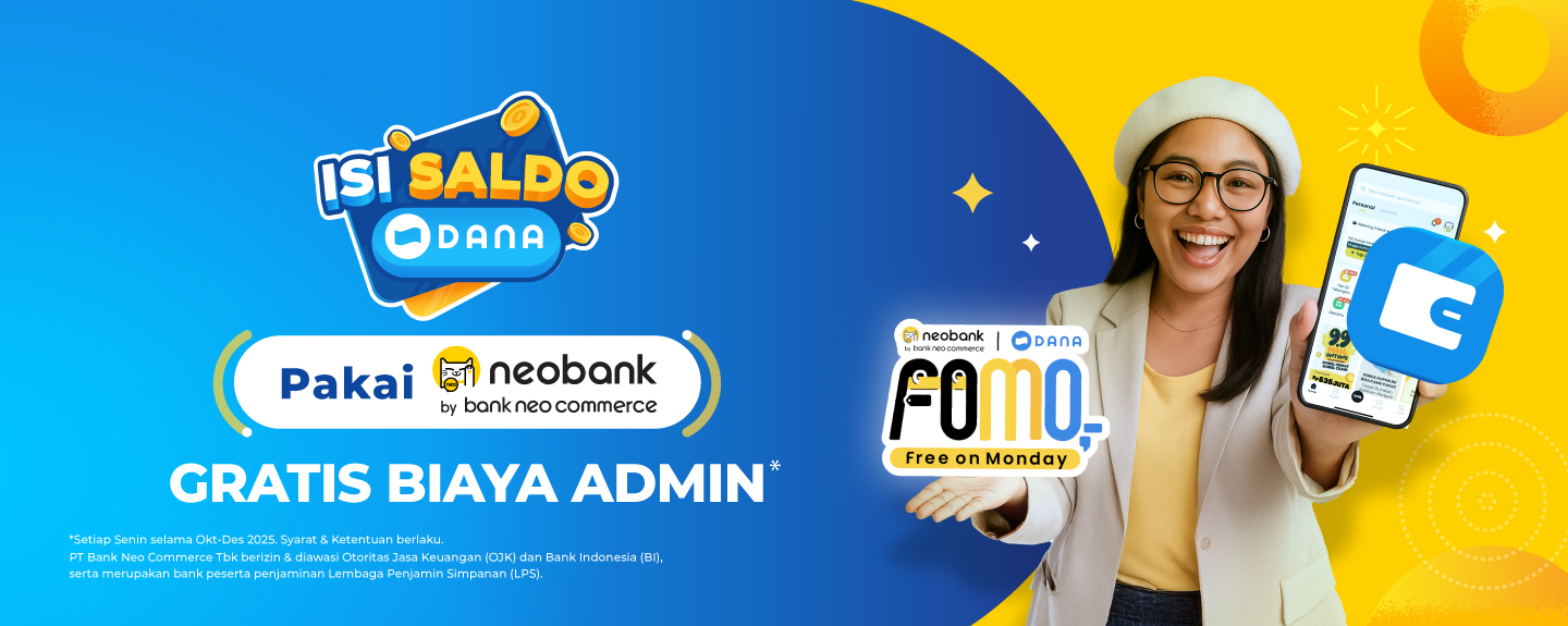 Top Up Saldo DANA di Bank Neo Commerce, Gratis Biaya Admin!